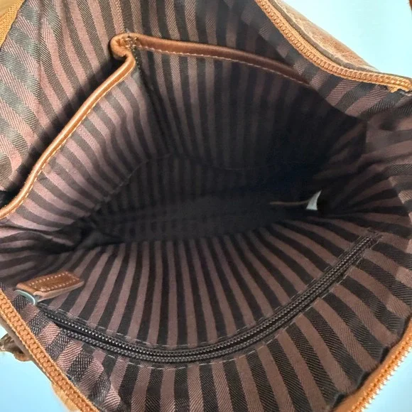 Jack Georges Leather Crossbody Bag Brown Multi‎ Pocket Shoulder Bag Purse